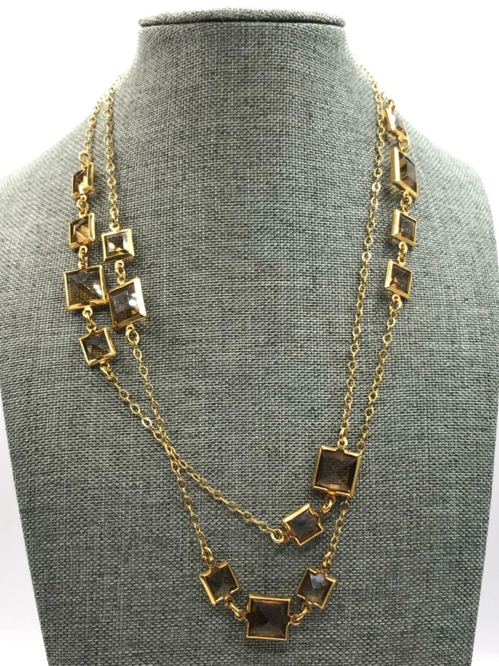 J. Crew Gold-Tone Necklace with Smoky Square Crystals - Picture 4 of 9